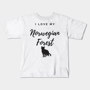 I Love My Norwegian Forest Cat Kids T-Shirt